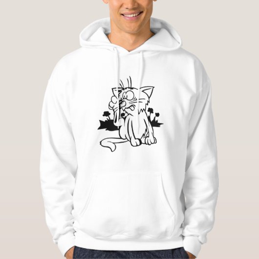 Zwart-witte kat Mannen hoodie (Voorkant)