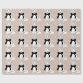 Zwart-witte kat met abstracte lijn  cadeaupapier (Vlak)