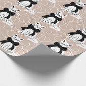 Zwart-witte kat met abstracte lijn  cadeaupapier (Hoek)