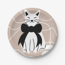 Zwart-witte kat met abstracte lijn 