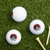 Zwart-witte kat met levendige blauwe ogen golfballen (Insitu Gras)