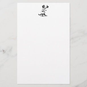 Zwart-witte kat met Top Hat Stationery Briefpapier