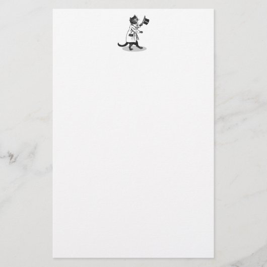 Zwart-witte kat met Top Hat Stationery Briefpapier (Voorkant)