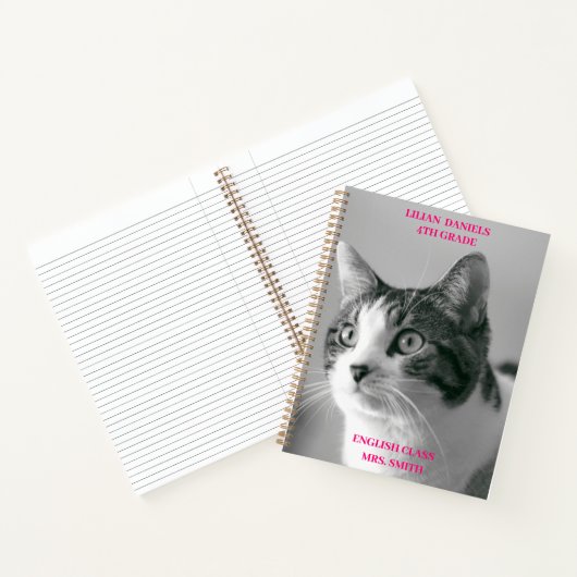 Zwart-witte kat notitieboek (Binnen)