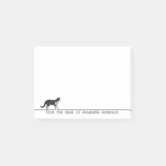 Zwart-witte kat Personaliseer notities Post-it® Notes (Voorkant)