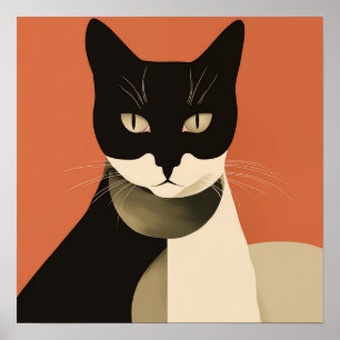 Zwart-witte kat poster