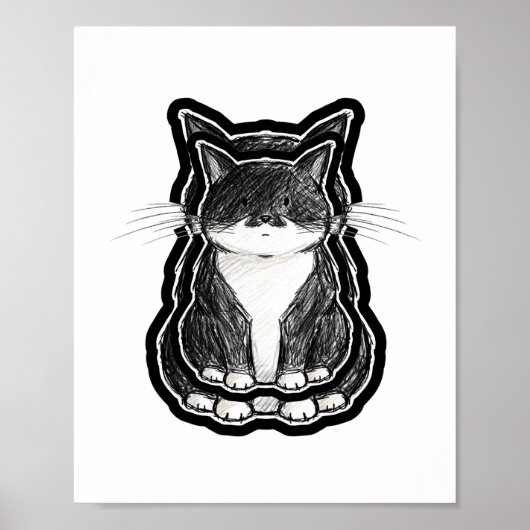 Zwart-witte kat poster (Voorkant)