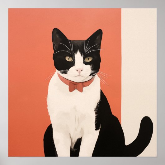 Zwart-witte kat poster (Voorkant)