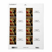 Zwart & Witte Kat Rode Bloem Bloem Labels (Full Sheet)
