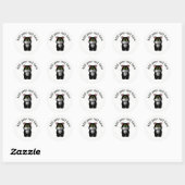 Zwart-witte kat ronde sticker (Vel)