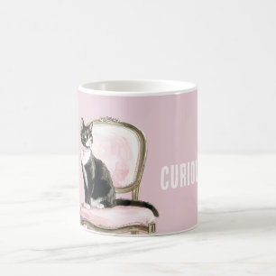 Zwart Witte Kat Roze Stoel Koffiemok