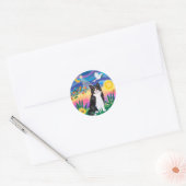 Zwart & Witte Kat - Schemering Ronde Sticker (Envelop)