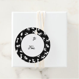 Zwart-witte kat silhouet bedankjes labels