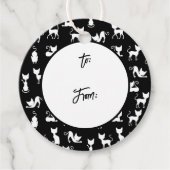 Zwart-witte kat silhouet bedankjes labels (Voorkant)