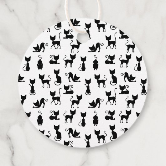 Zwart-witte kat silhouet bedankjes labels (Achterkant)