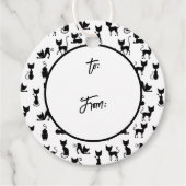 Zwart-witte kat silhouet bedankjes labels (Voorkant)