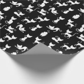 Zwart-witte kat silhouet cadeaupapier (Hoek)