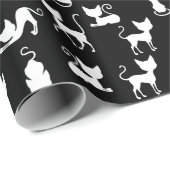 Zwart-witte kat silhouet cadeaupapier (Rol Hoek)