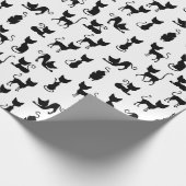 Zwart-witte kat silhouet cadeaupapier (Hoek)