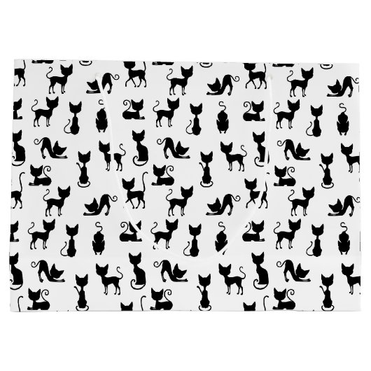 Zwart-witte kat silhouet groot cadeauzakje (Achterkant)