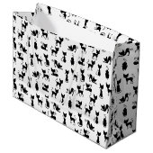 Zwart-witte kat silhouet groot cadeauzakje (Voorkant Gekanteld)