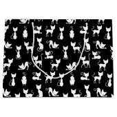 Zwart-witte kat silhouet groot cadeauzakje (Voorkant)
