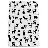 Zwart-witte kat silhouet medium cadeauzakje (Voorkant)