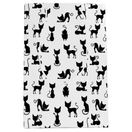 Zwart-witte kat silhouet medium cadeauzakje