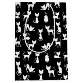 Zwart-witte kat silhouet medium cadeauzakje (Voorkant)