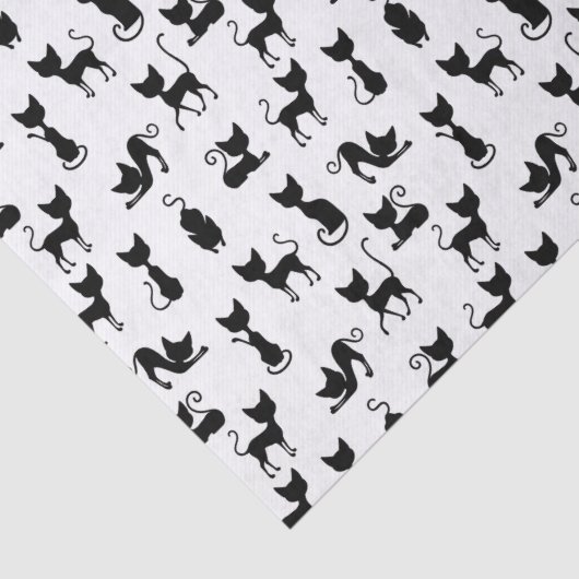 Zwart-witte kat silhouet tissuepapier (Detail)