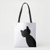 Zwart-witte kat silhouet tote bag (Voorkant)