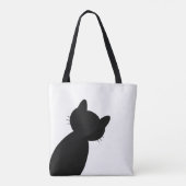 Zwart-witte kat silhouet tote bag (Achterkant)
