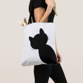 Zwart-witte kat silhouet tote bag (Dichtbij)