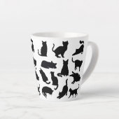 Zwart-witte kat silhouetten latte Mok (Rechterhoek)
