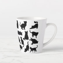 Zwart-witte kat silhouetten latte Mok
