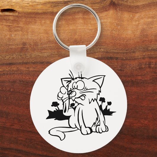 Zwart-witte kat Sleutelhanger