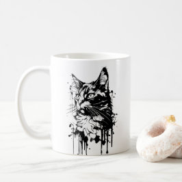 Zwart-Witte Kat Spat  Koffiemok