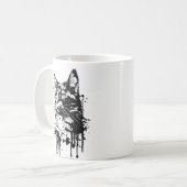 Zwart-Witte Kat Spat Koffiemok (Voorkant links)