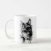 Zwart-Witte Kat Spat Koffiemok (Links)