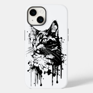 Zwart-witte kat splash Case-Mate iPhone 14 hoesje