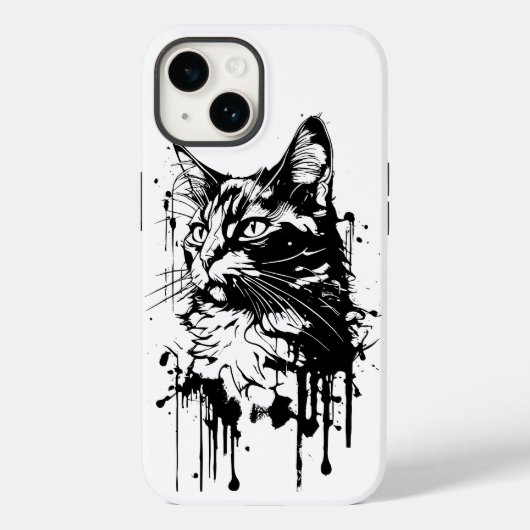 Zwart-witte kat splash Case-Mate iPhone case (Achterkant)