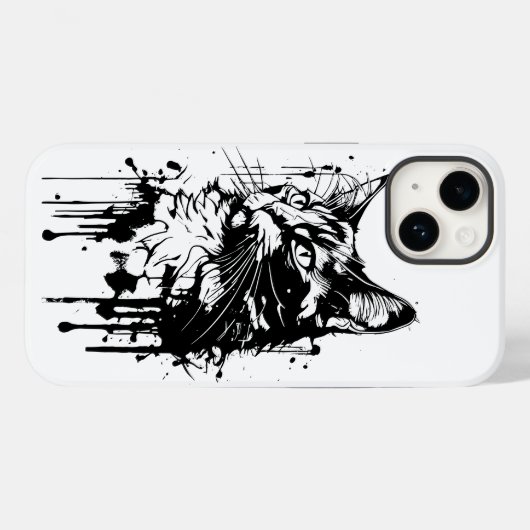Zwart-witte kat splash Case-Mate iPhone case (Achterkant (horizontaal))