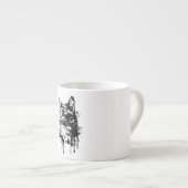 Zwart-witte kat splash espresso kop (Voorkant rechts)