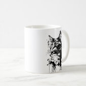 Zwart-witte kat splash koffiemok (Voorkant rechts)