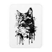 Zwart-witte kat splash magneet (Verticaal)