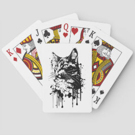 Zwart-witte kat splash pokerkaarten