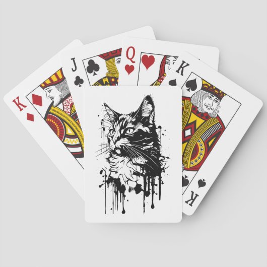 Zwart-witte kat splash pokerkaarten (Achterkant)