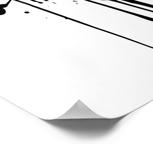 Zwart-witte kat splash poster (Hoek)