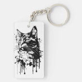 Zwart-witte kat splash sleutelhanger (achterkant)