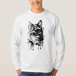 Zwart-witte kat splash t-shirt